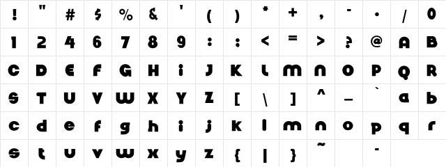 Nickel Bumpy created using FontCreator 6.5 from High-Logic.comNickelBumpy Regular font glyphpreview