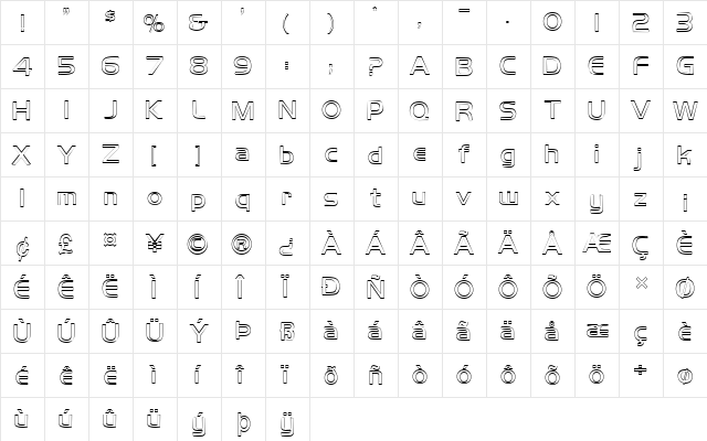 FZ BASIC 8 HOLLOW Normal font glyphpreview