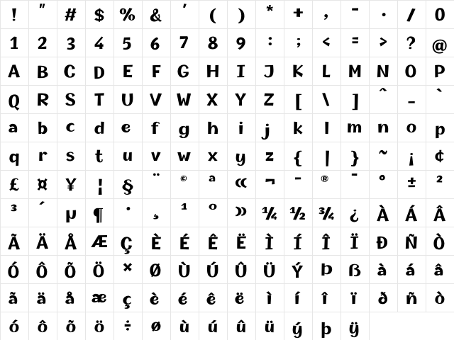 Champigna Bold font glyphpreview