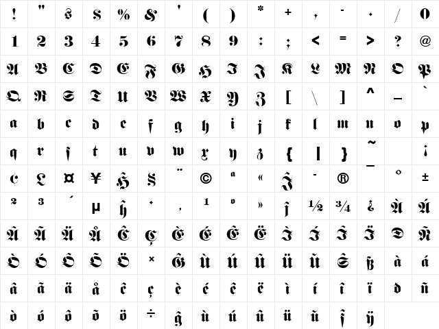 FetteFraD Eo Regular font glyphpreview