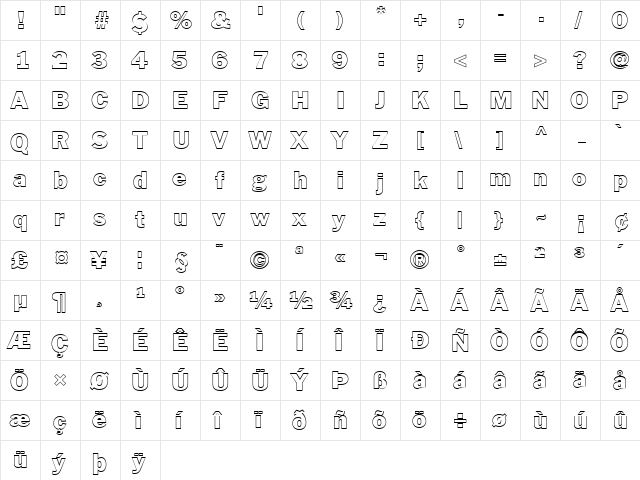 FZ BASIC 56 HOLLOW Normal font glyphpreview