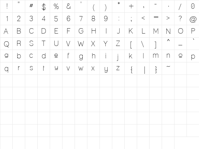 Upper Lane Light Regular font glyphpreview