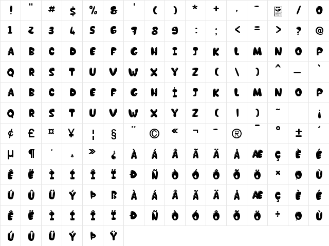 Chocolate Bar Demo Regular font glyphpreview