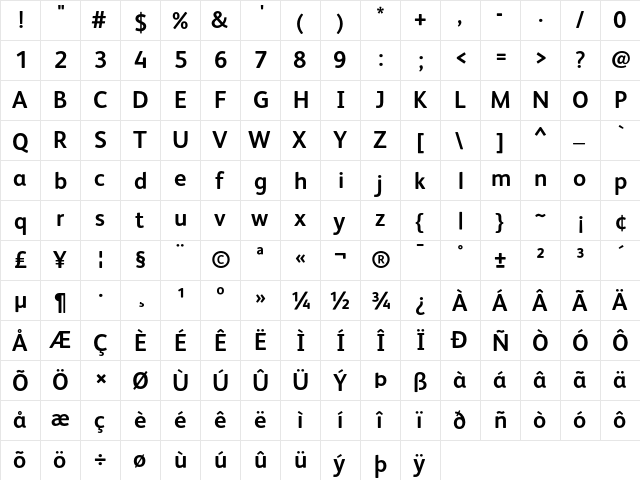 FSAlbert Bold font glyphpreview