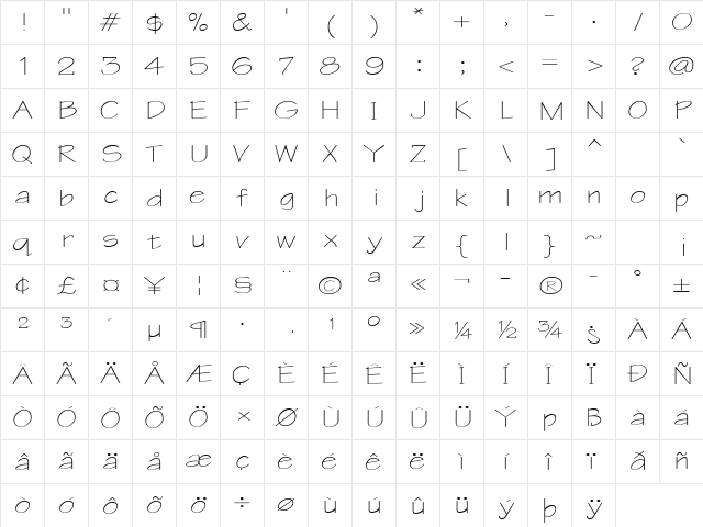 WriteExtended Regular font glyphpreview