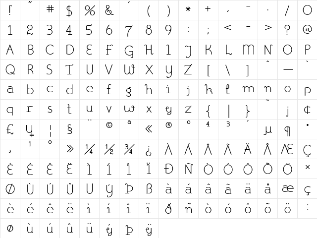 Book& Regular font glyphpreview