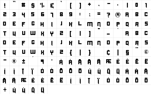 Origicide Regular font glyphpreview