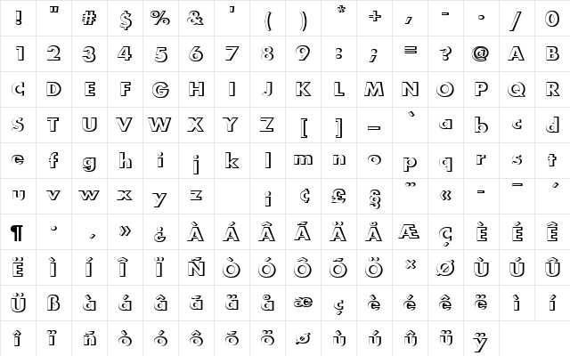 FuturaTBolRe1 Regular font glyphpreview