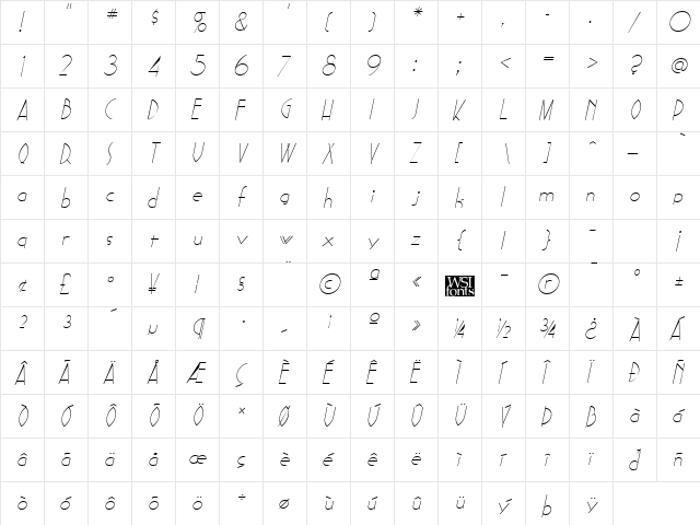 Sadelle Italic font glyphpreview