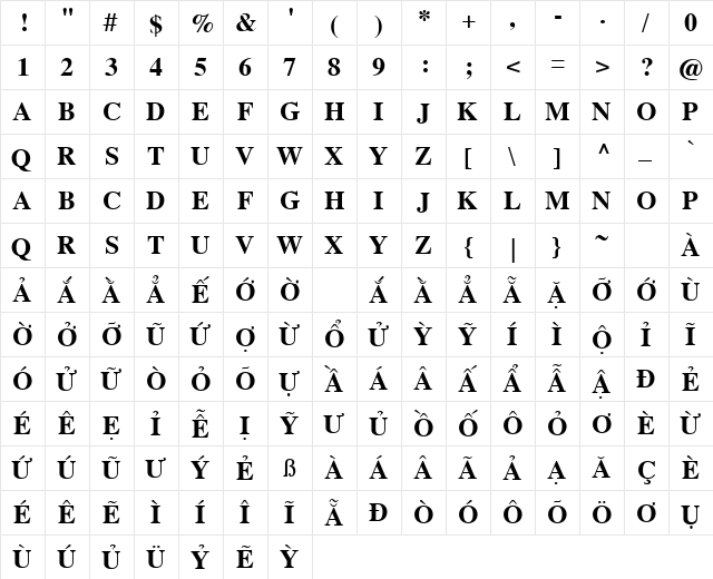 VPS Quang Duc Hoa Bold font glyphpreview