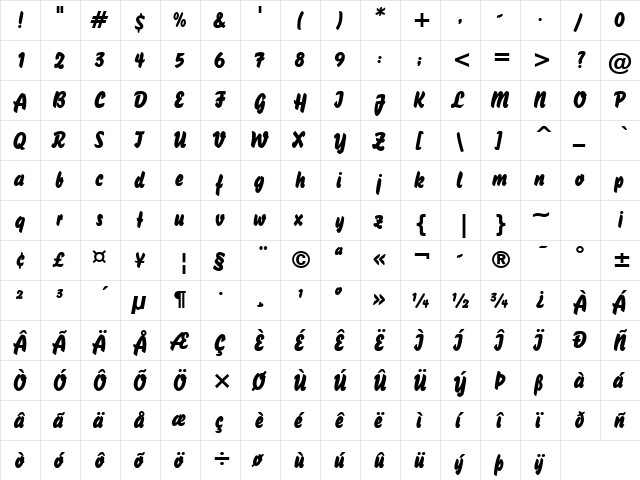 Brush Stroke 26 Bold font glyphpreview