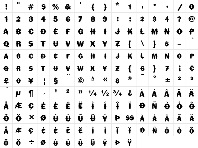 Florinda ITC Black font glyphpreview