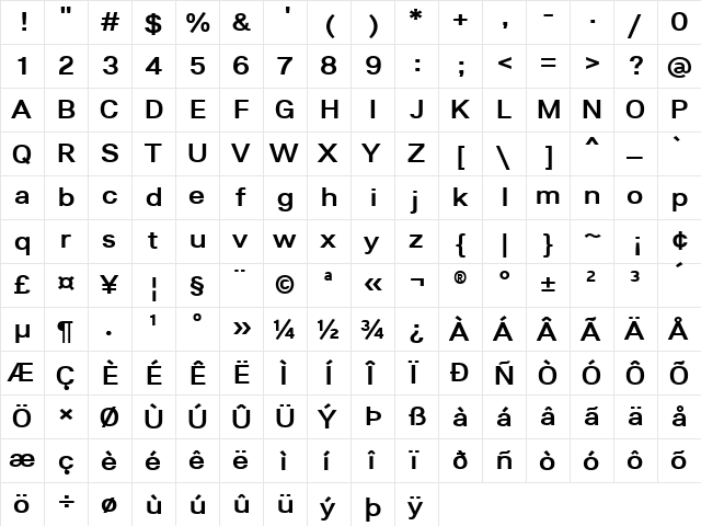 Lunchtype24 Expanded Medium font glyphpreview