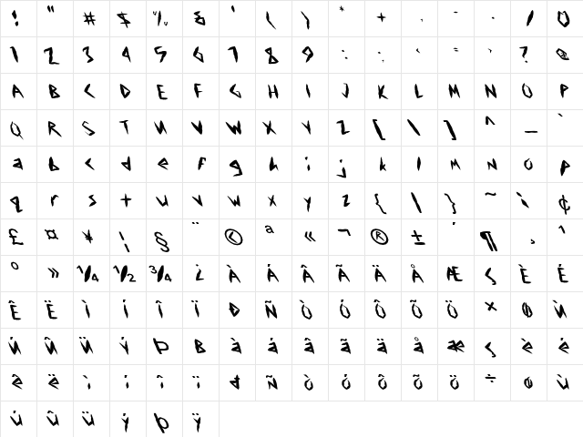 FZ UNIQUE 17 MANGLED LEFTY Normal font glyphpreview