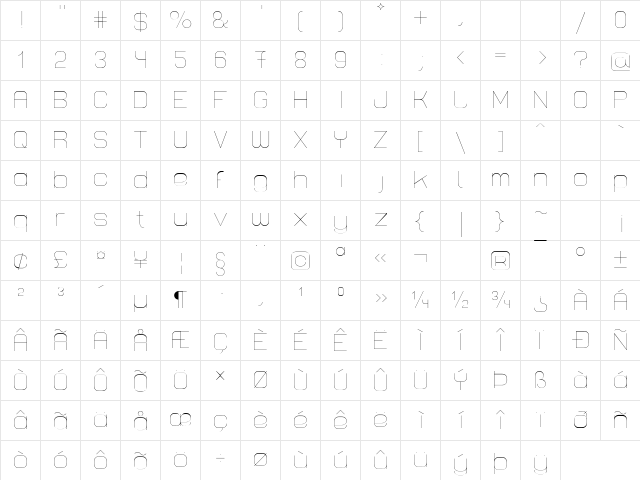 Lastwaerk thin Regular font glyphpreview