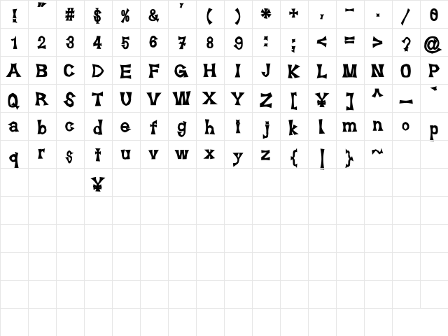 SuehirogariBold Regular font glyphpreview