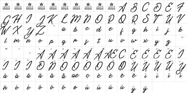 Travel Light Personal Use Regular font glyphpreview