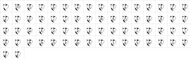 LCR Hearts Afire Regular font glyphpreview