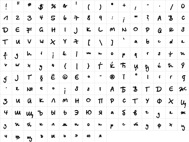 BetinaScriptExtraC Regular font glyphpreview