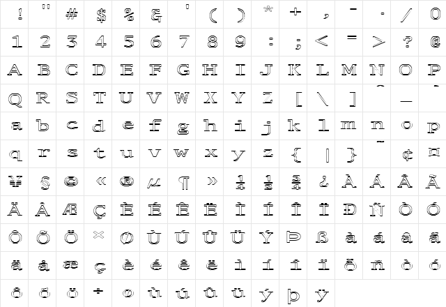 FZ DIGITAL 1 HOLLOW EX Normal font glyphpreview