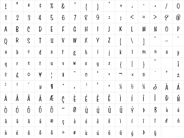 StimpsonCondensed Regular font glyphpreview