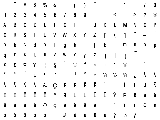 URWAccidaliaBucTCon Regular font glyphpreview