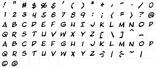 Blambot Pro Italic font glyphpreview