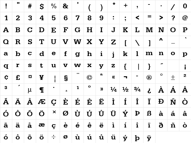URWTypewriterTMedWid Regular font glyphpreview