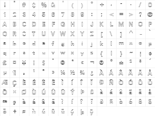 FZ BASIC 58 HOLLOW Normal font glyphpreview