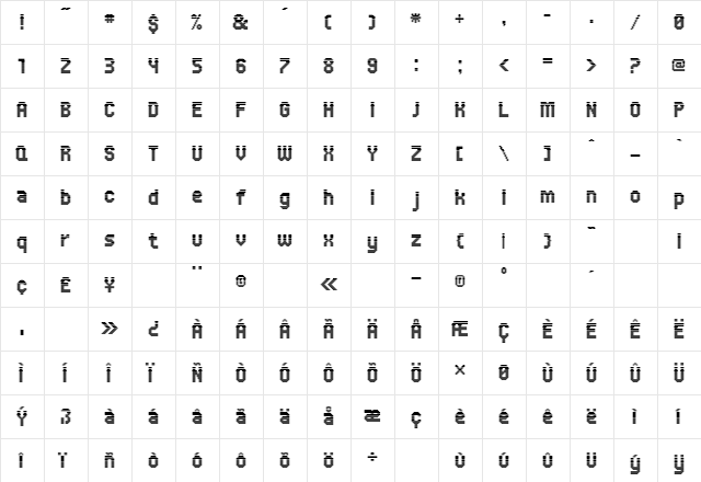 UNDAHorizontal Regular font glyphpreview