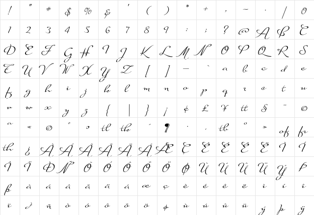 Suave Script Alt Regular font glyphpreview