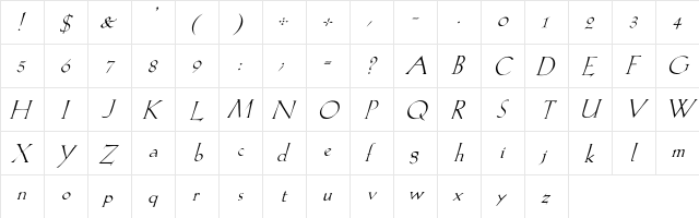 Spaden-Italic Regular font glyphpreview