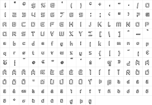 SF Chaerilidae Shaded Regular font glyphpreview