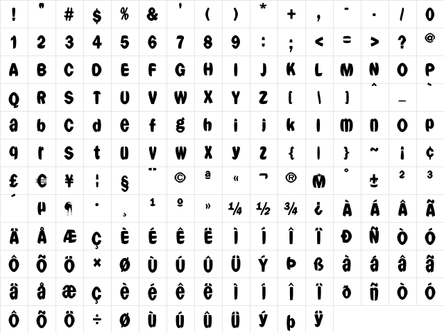 FranklySpokenFS Regular font glyphpreview