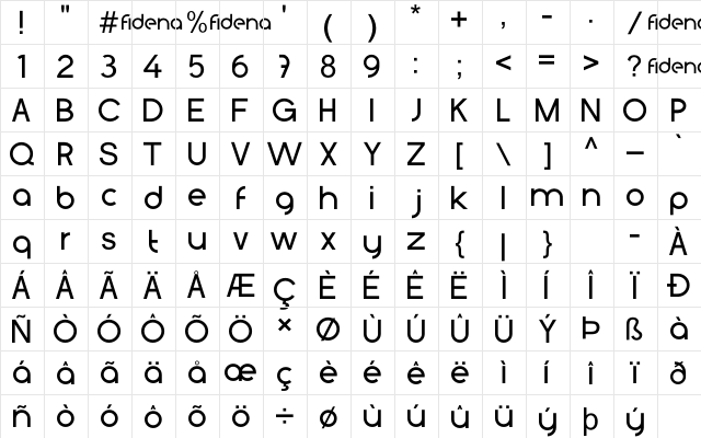 Fidena Regular font glyphpreview