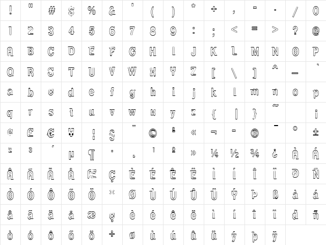 Serifina Outline Regular font glyphpreview