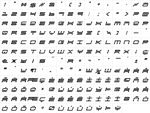QuickStrike Bold Italic Bold Italic font glyphpreview
