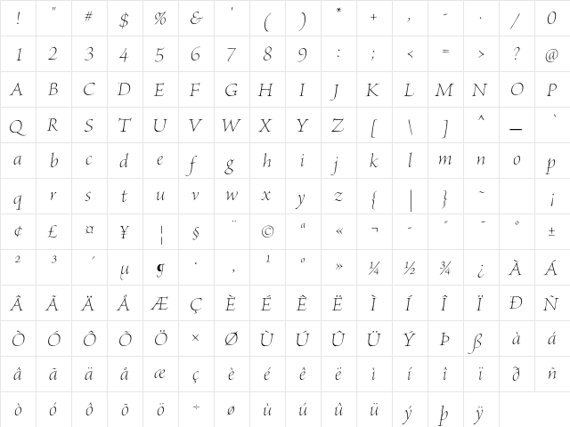 Brioso Pro Light Poster Italic font glyphpreview