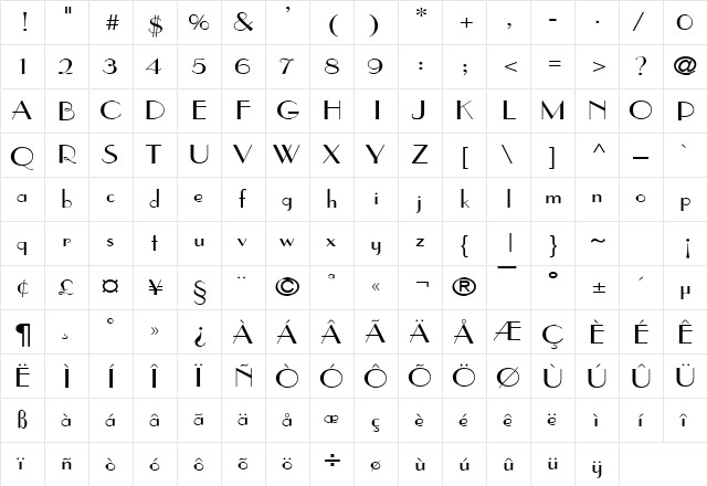 Paris Wide Normal font glyphpreview