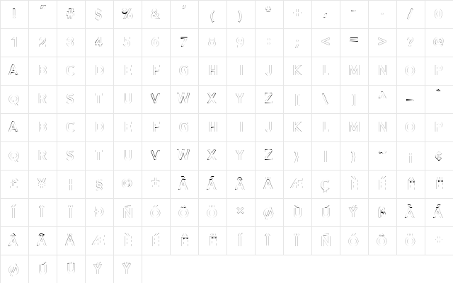 Alesand Outline  ExtBd Regular font glyphpreview