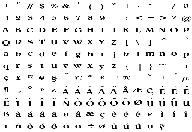 Blew Extended Normal font glyphpreview