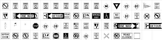 RoadSign Medium font glyphpreview