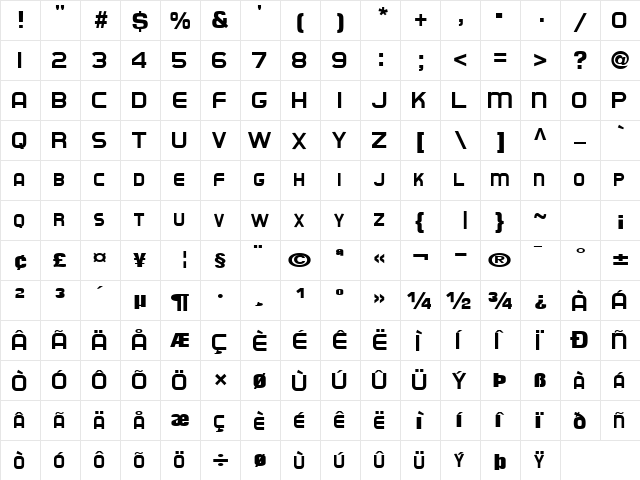 Burning Regular font glyphpreview
