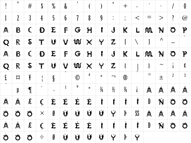 Mythos Regular font glyphpreview