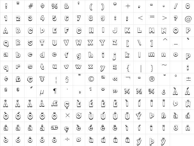 Sneakerhead BTN Shadow Regular font glyphpreview