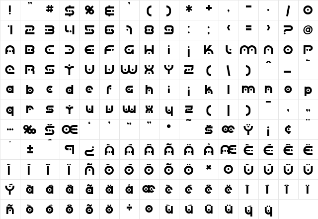 SF Planetary Orbiter Regular font glyphpreview