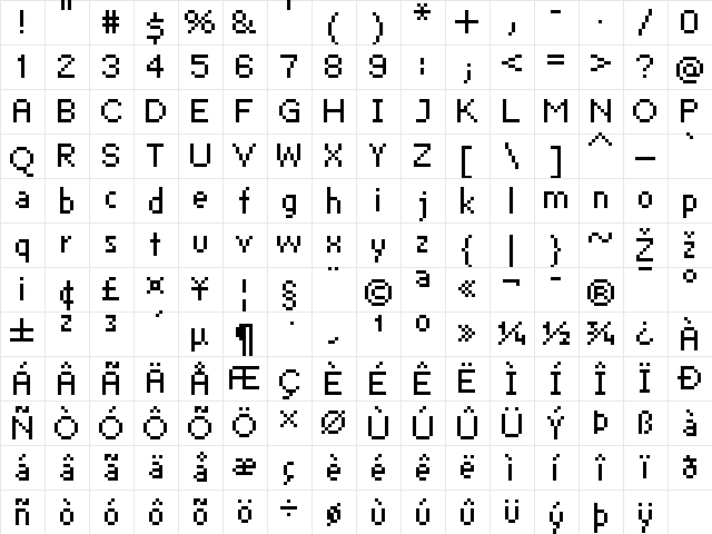 FFF Neostandard Regular font glyphpreview