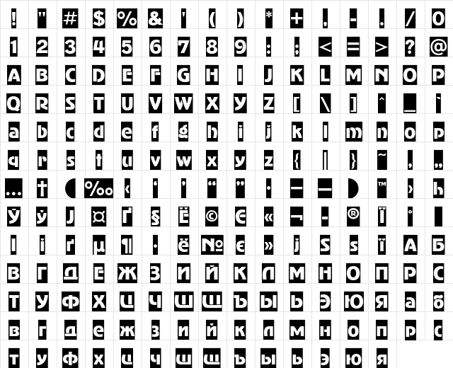 AdverGothicCamC Regular font glyphpreview