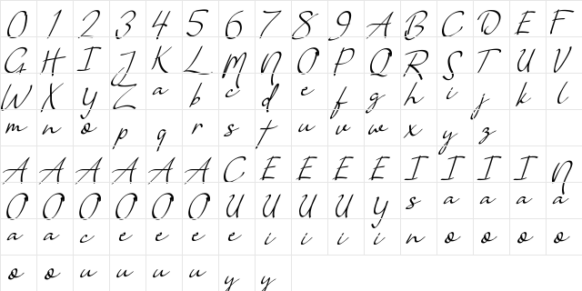 Vanilla Personal Regular font glyphpreview