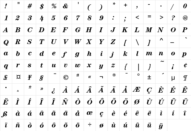 CenturyEF-BoldItalic Regular font glyphpreview